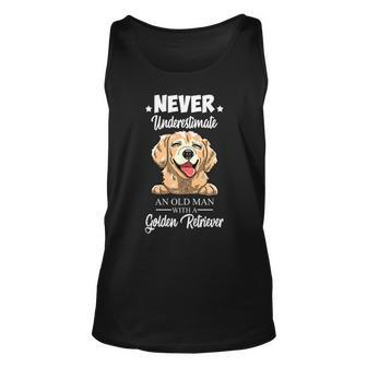 Never Underestimate Golden Retreiver Hound Dog Owner Gift Gift For Mens Unisex Tank Top - Seseable