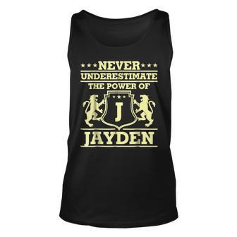 Never Underestimate Jayden Personalized Name Unisex Tank Top - Seseable
