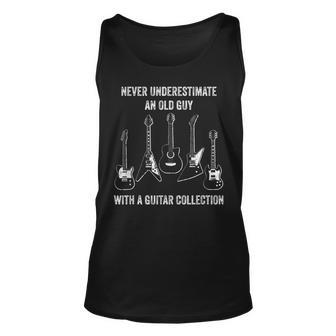 Never Underestimate Old Guy With Guitar Collection Guitars Unisex Tank Top - Seseable