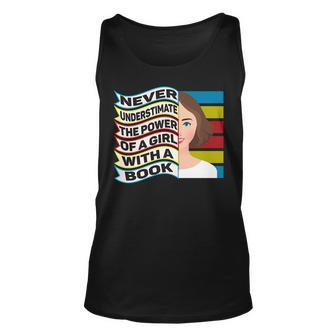 Never Underestimate Power Of Girl With Book Young Rbg Unisex Tank Top - Seseable