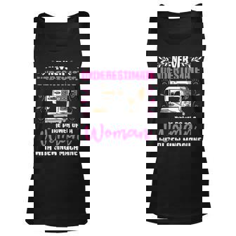 Never Underestimate Power Of Woman Sewing Machines Unisex Tank Top - Seseable
