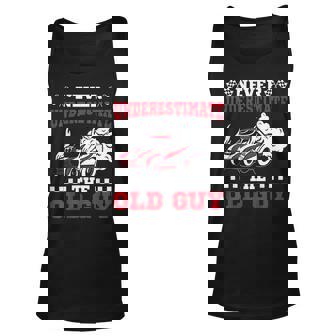 Never Underestimate The Old Guy Funny Drag Racing Grandpa Gift For Mens Unisex Tank Top - Seseable