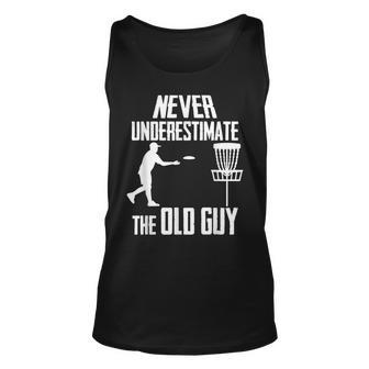 Never Underestimate The Old Guy Who Playing Disc Golf Unisex Tank Top - Seseable