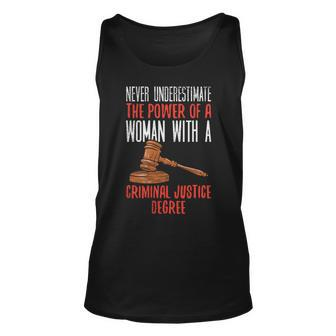 Never Underestimate The Power Of A Woman With A Criminal Unisex Tank Top - Seseable