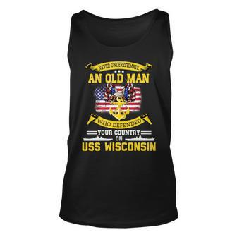 Never Underestimate Uss Wisconsin Bb64 Battleship Unisex Tank Top | Mazezy