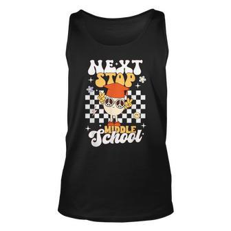 Next Stop Middle School Groovy Holiday Last Day Of School Unisex Tank Top | Mazezy