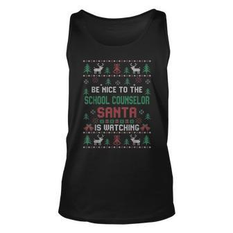 Be Nice To The School Counselor Ugly Christmas Sweaters Tank Top | Mazezy