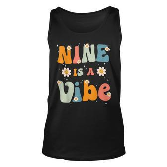 Nine Is A Vibe 9Th Birthday Party 9 Nine Year Old Kids Decor Unisex Tank Top - Seseable