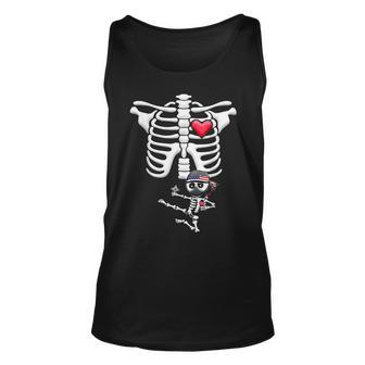 Ninja American Flag Skeleton Pregnancy Halloween Halloween Tank Top | Mazezy