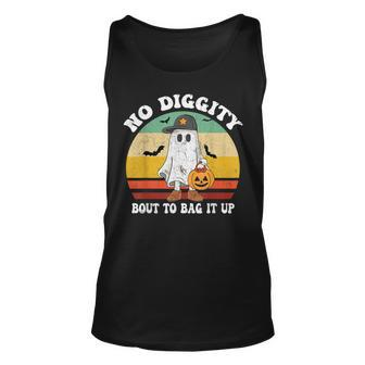 No Diggity Bout To Bag It Up Cute Ghost Halloween Tank Top | Mazezy