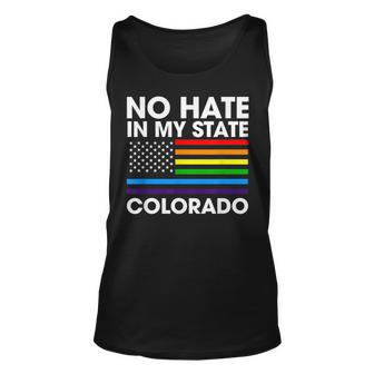 No Hate In My State Lgbt Colorado Pride Co Gay Lesbian Unisex Tank Top | Mazezy