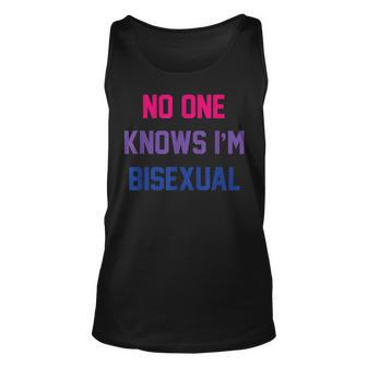 No One Knows Im Bisexual Bi Lgbt Pride Lgbtq Bi Funny Unisex Tank Top | Mazezy DE