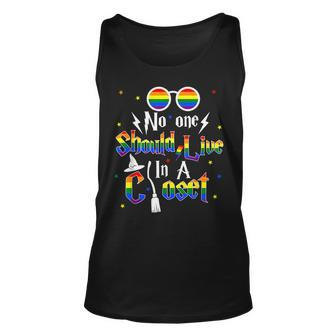 No One Should Live In A Closet Lgbtq Gay Pride Proud Ally Unisex Tank Top | Mazezy
