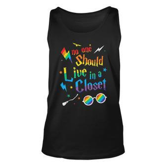 No One Should Live In A Closet Lgbtq Proud Ally Gay Pride Unisex Tank Top - Seseable