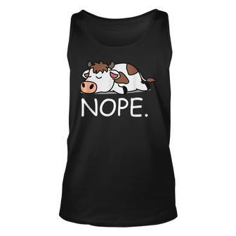 Nope Funny Lazy Cow Nope Not Today Unisex Tank Top | Mazezy
