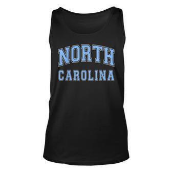 North Carolina Vintage State Nc Blue Text Unisex Tank Top - Thegiftio UK