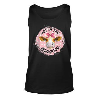Not In The Mood Cow Lover Cute Heifer Face Gift Unisex Tank Top | Mazezy