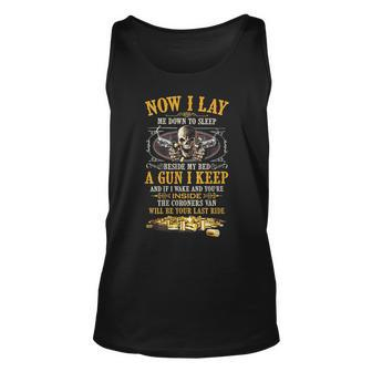 Now I Lay Me Down To Sleep Beside My Bed A Gun I Keep Unisex Tank Top | Mazezy