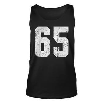 Number 65 Sport Jersey Birthday Age Lucky No White Vintage Unisex Tank Top - Seseable