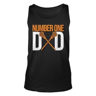 Number One Dad Lax Player Father Lacrosse Stick Lacrosse Dad Unisex Tank Top - Thegiftio UK