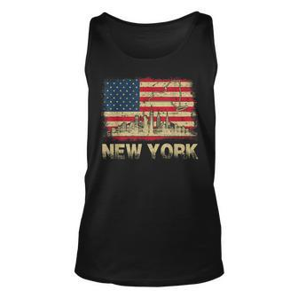Nyc New York City Skylines Usa Flag America Vintage Unisex Tank Top | Mazezy