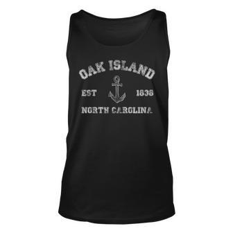 Oak Island Nc Nautical Anchor Unisex Tank Top | Mazezy