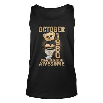 October 1980 43Th Birthday 2023 43 Years Of Being Awesome Tank Top - Thegiftio UK