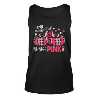 In October We Wear Pink Cute Pumpkin Breast Cancer Halloween Tank Top