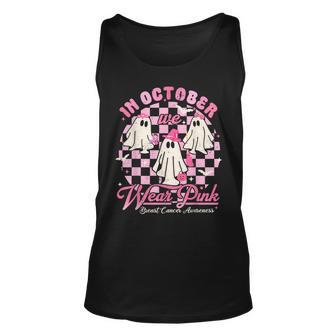 In October We Wear Pink Ghost Halloween Breast Cancer Tank Top - Thegiftio UK