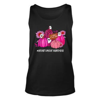In October We Wear Pink Ghosts & Pumpkins For Breast Cancer Tank Top - Seseable