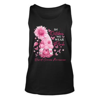 In October We Wear Pink Gnomes Gnome Breast Cancer Awareness Tank Top - Monsterry