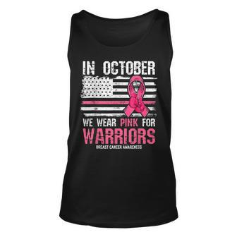In October We Wear Pink For Warriors Breast Cancer Awareness Tank Top - Thegiftio UK