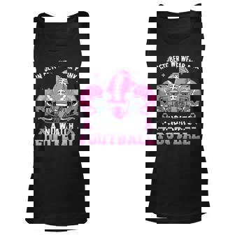 In October We Wear Pink And Watch Football Breast Cancer Tank Top | Mazezy