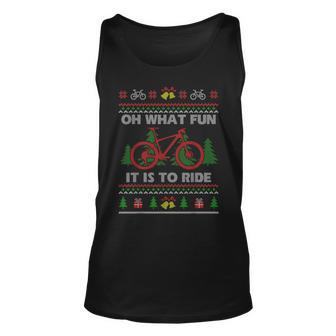 Oh What Fun Bike Ugly Christmas Sweater Cycling Xmas Idea Tank Top - Monsterry