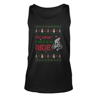 Oh What Fun It Is To Ride Bike Ugly Christmas Sweater Tank Top - Monsterry CA