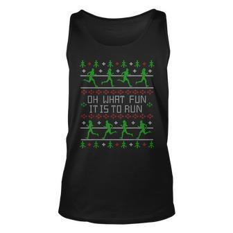 Oh What Fun It Is To Run Ugly Christmas Sweater Party Tank Top - Monsterry UK
