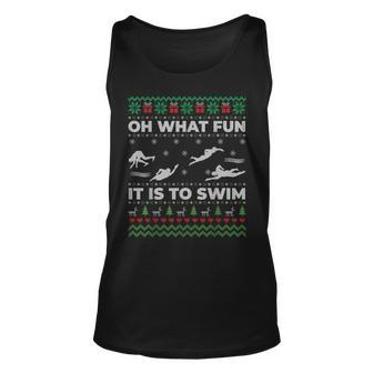 Oh What Fun It Is To Swim Ugly Christmas Sweater Tank Top - Monsterry CA