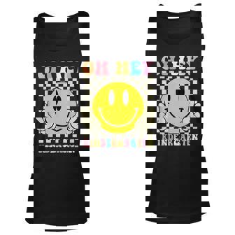 Oh Hey Kindergarten Hippie Smile Face Retro Back To School Unisex Tank Top | Mazezy
