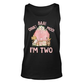 Oink Baa Moo Im Two With The Farm And Animals Unisex Tank Top - Seseable