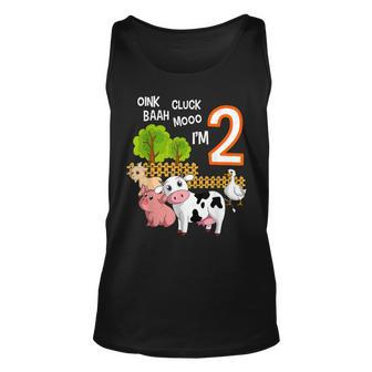 Oink Cluck Baah Mooo I'm 2 Farm Animal 2Nd Birthday Party Tank Top - Monsterry