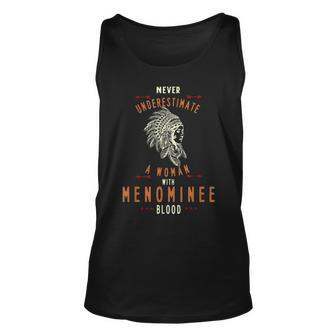 Menominee Native American Indian Woman Never Underestimate Tank Top | Mazezy