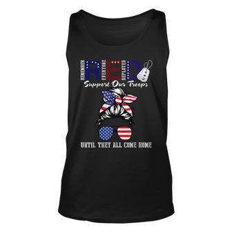 On Friday We Wear Red Military Support Troops Red Us Flag Unisex Tank Top | Mazezy
