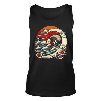 Opossum Japanese Wave Funny Vintage Possum Lover Unisex Tank Top - Seseable