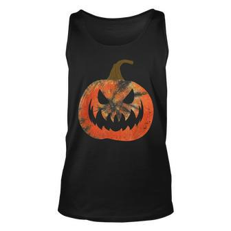 Orange Tie Dye Pumpkin Face Jack O Lantern Halloween Hippie Halloween Tank Top | Mazezy