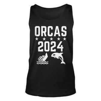 Orcas 2024 Funny Politics Orca Sinking Boat Election Unisex Tank Top - Monsterry CA