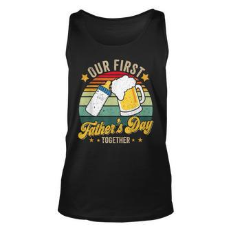 Our First Fathers Day Together Vintage New Dad Matching Unisex Tank Top - Seseable