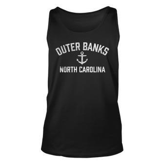 Outer Banks Obx North Carolina Nc White Anchor Blue Vintage Tank Top | Mazezy
