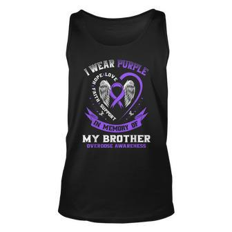 Overdose Awareness In Memory Of Brother Purple Ribbon Tank Top - Monsterry