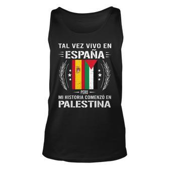 Palestine Palestine And Spain Flags Proud Unisex Tank Top - Thegiftio UK