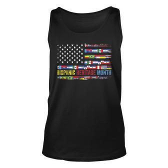Hispanic Heritage Month All Countries Flag Heart Hands Tank Top | Mazezy